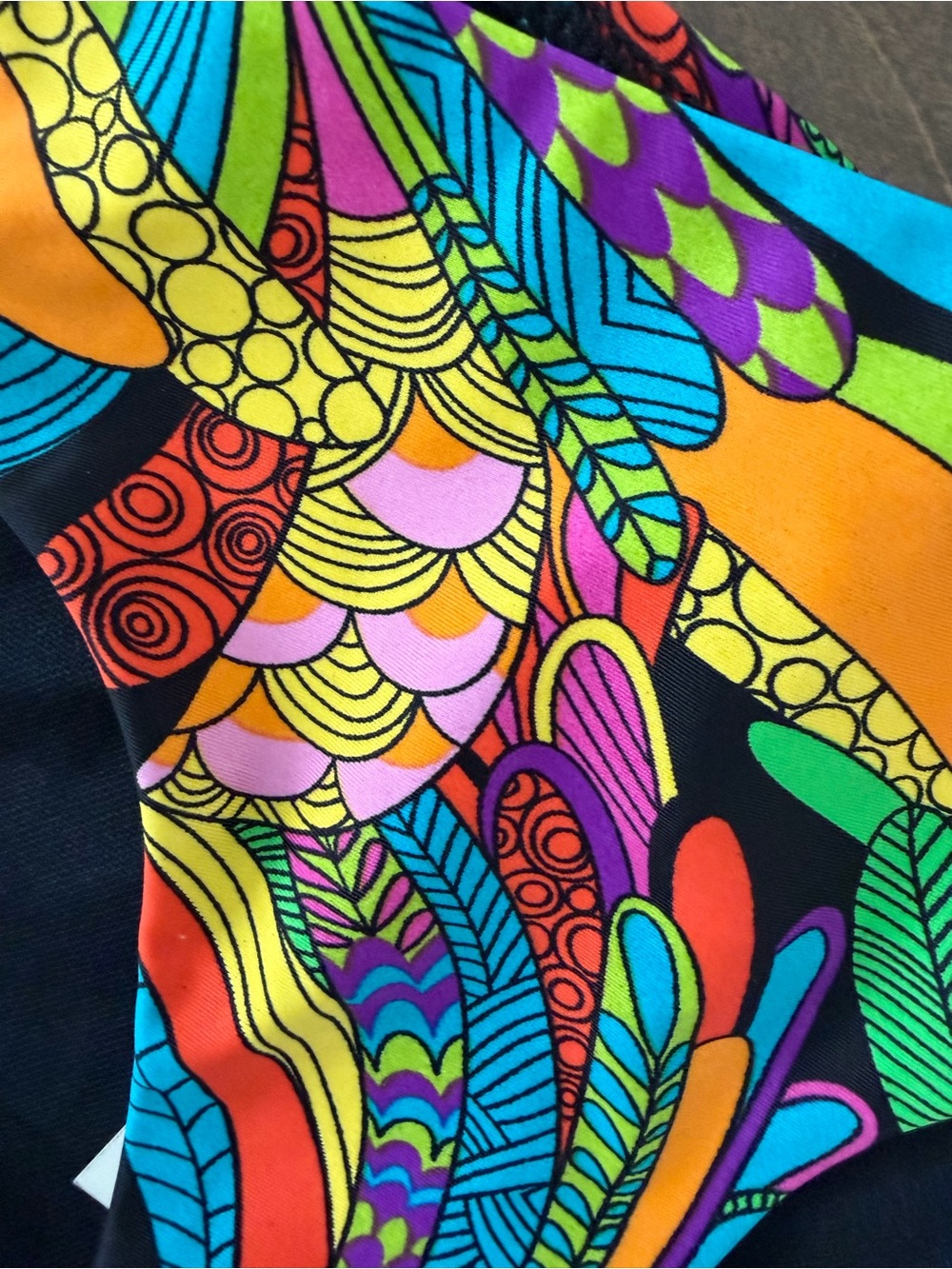 Vtg  Dead Stock Bikini Bay Funky Feathers Psychedelic Print Bikini Bottom Sz 12 - Picture 2 of 5